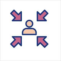 A person is surrounded by arrows pointing to different directions vector