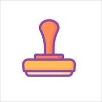A stamp with a purple and orange handle vector