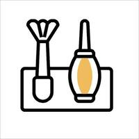 A line icon of a pair of scissors and a bottle vector