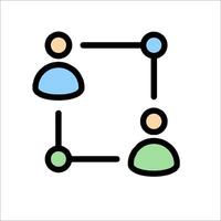 A group of people are connected by a line vector