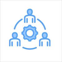 A group of people are in a circle with a gear in the middle vector