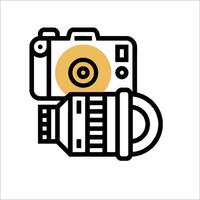 A camera and flash light icon on a white background vector