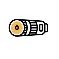 A black and yellow icon of a flashlight vector