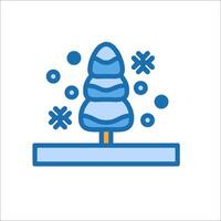 A blue christmas tree with snowflakes on it vector
