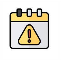 A calendar with a warning icon on it vector