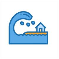A wave is coming towards a house and a wave is coming out of the water vector
