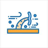 A blue and orange icon of a pipe with water coming out of it vector