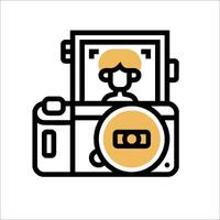 A camera with a person in the frame vector