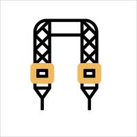 A black and yellow sign with a crane on it vector