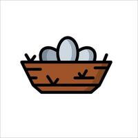 A bird's nest with eggs in it on a white background vector