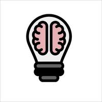 Light bulb with brain inside illustration vector
