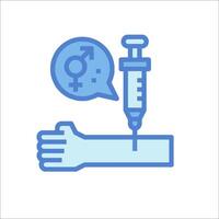 A syringe with a needle and a female symbol vector