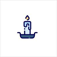 A candle in a bowl with a blue outline vector