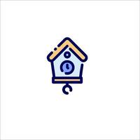 A birdhouse with a door and a bell inside vector