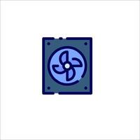 A blue and white computer fan icon vector