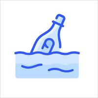A bottle floating in the water with a hand holding it vector
