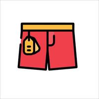 A red swim trunks with a yellow belt vector