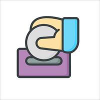 A hand holding a paper clip icon vector