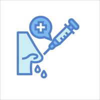 A syringe and a drop of blood are on a white background vector