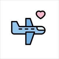 A plane with a heart in the middle and a blue heart vector