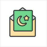 A letter with a crescent and star on it vector