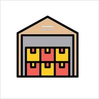 A warehouse with boxes inside it vector