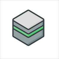 A green and gray cube with a green stripe vector