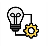 A light bulb and gear wheel connected to a white background vector