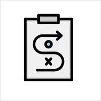 A black and white icon of a clipboard with a arrow pointing to it vector
