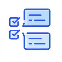 A blue and white icon with two speech bubbles vector
