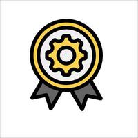A badge with a gear wheel on it vector