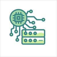 A computer chip and a server icon vector