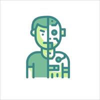 A robot man with a face on one side and a head on the other vector