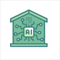A house with ai logo and a computer chip vector