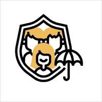 A shield with a woman and umbrella in it vector