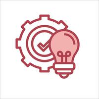 A red light bulb with a check mark on it vector