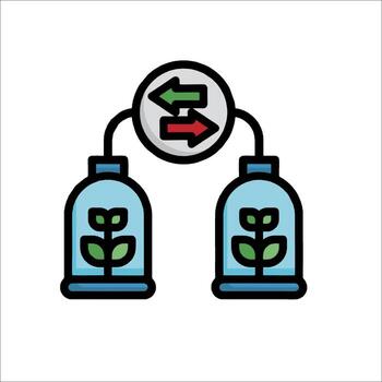 Two jars with plants in them, one with a green arrow pointing to the other vector