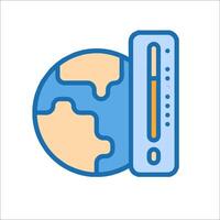 A thermometer and globe icon vector