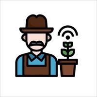 A man with a hat and a plant in a pot vector