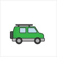 A green van with a roof rack on top vector