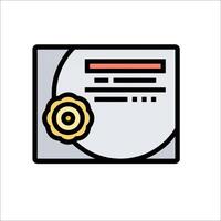 A certificate icon with a disk and a seal vector