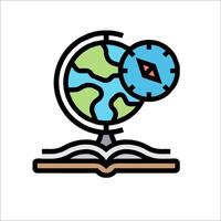 Globe on book icon illustration vector