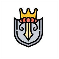 A crown on a shield with a sword vector