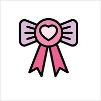A pink ribbon with a heart on it vector