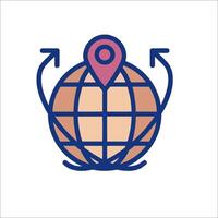 A globe with a pin pointing to it vector