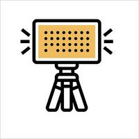 A camera on a tripod icon vector