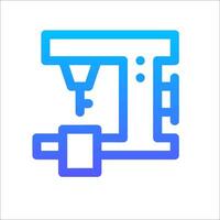 A blue and white line icon of a machine vector
