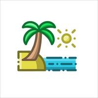 A palm tree and a beach with a sun vector