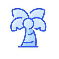 A palm tree icon with a blue outline vector