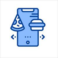 A phone with a pizza and a hamburger icon vector